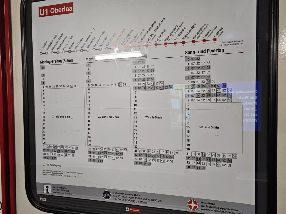 Metro timetable