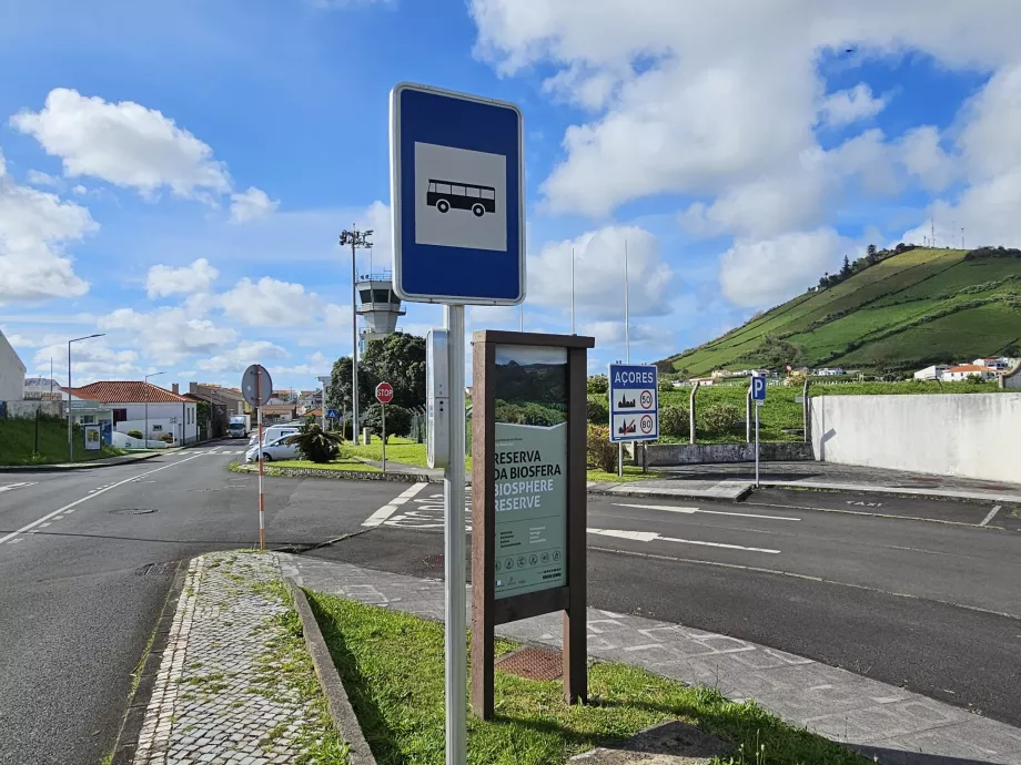 Bus stop at Flores Airport