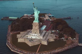 Bird's eye view of the Statue of Liberty