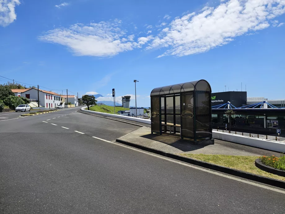 Bus stop in front of Horta Airport