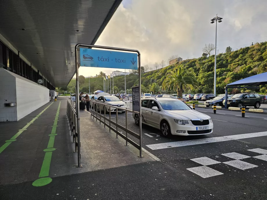 Taxi stand directly in front of the arrivals hall