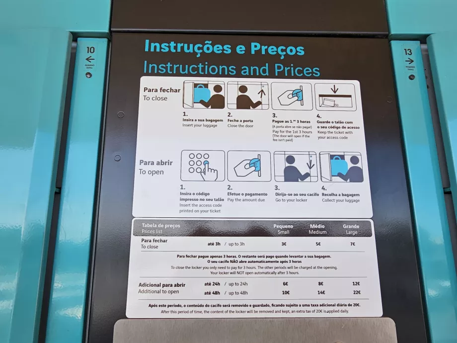 Information on luggage lockers