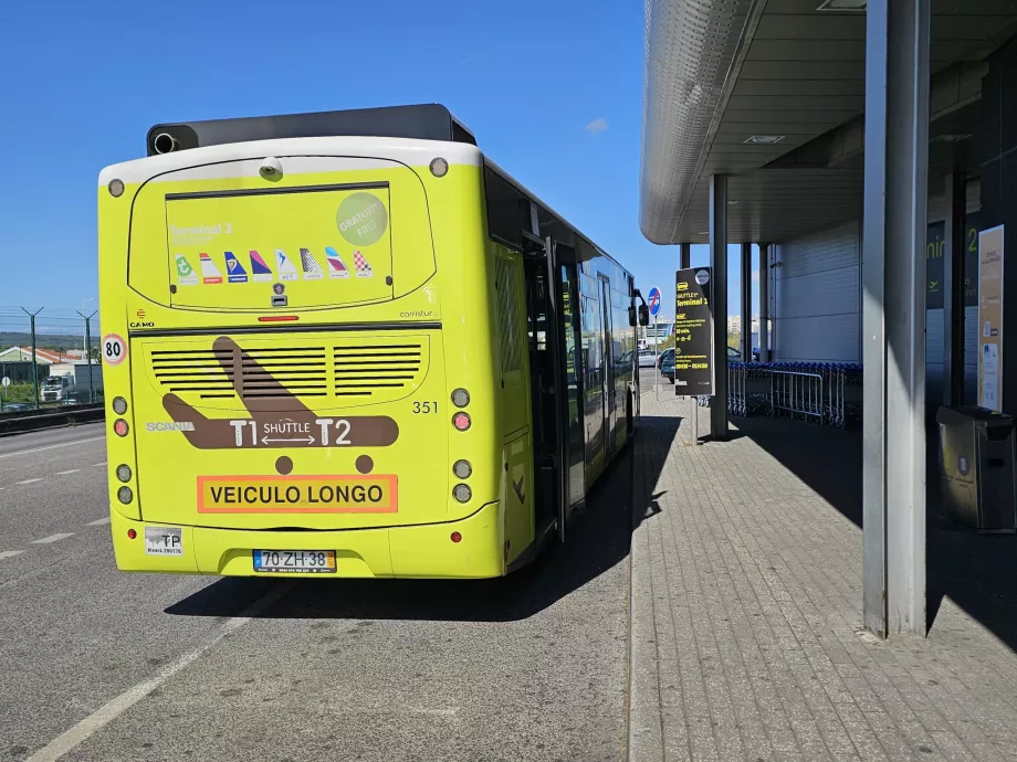 Shuttle bus stop in front of Terminal 2