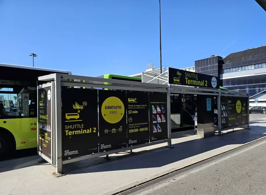 Shuttle bus stop in front of Terminal 1