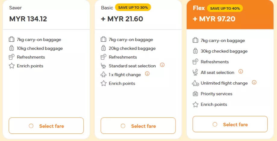 FireFly tariff classes