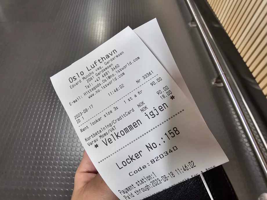 Ticket from baggage storage