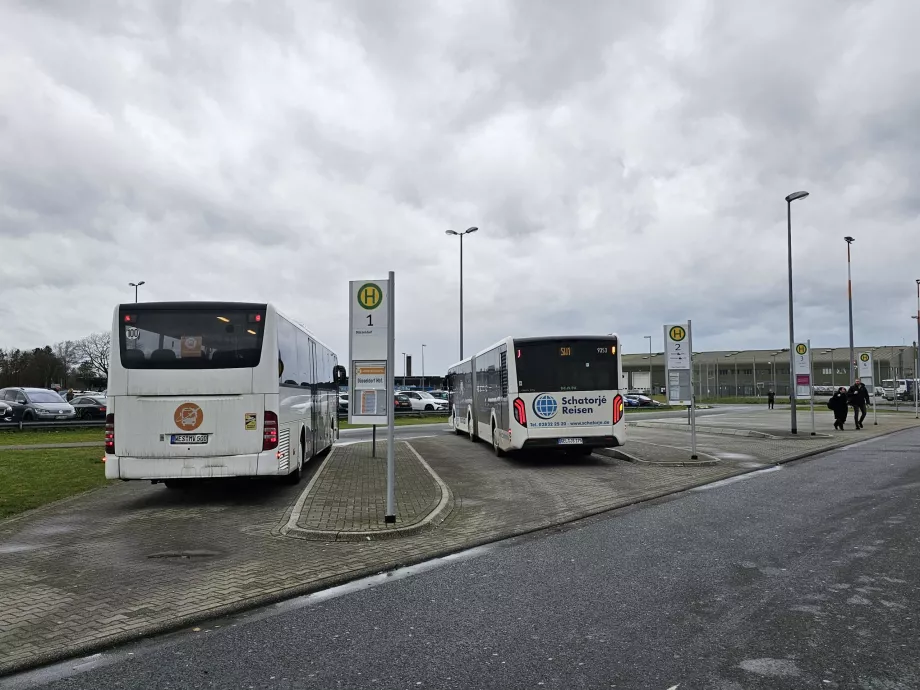 Bus stops at the airport