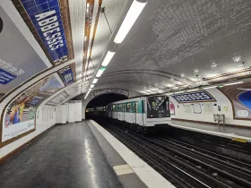 Metro train at Abbesses station