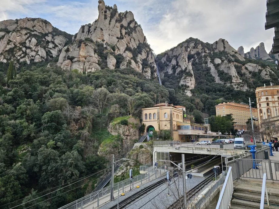 Cable car station at Montserrat Monastery