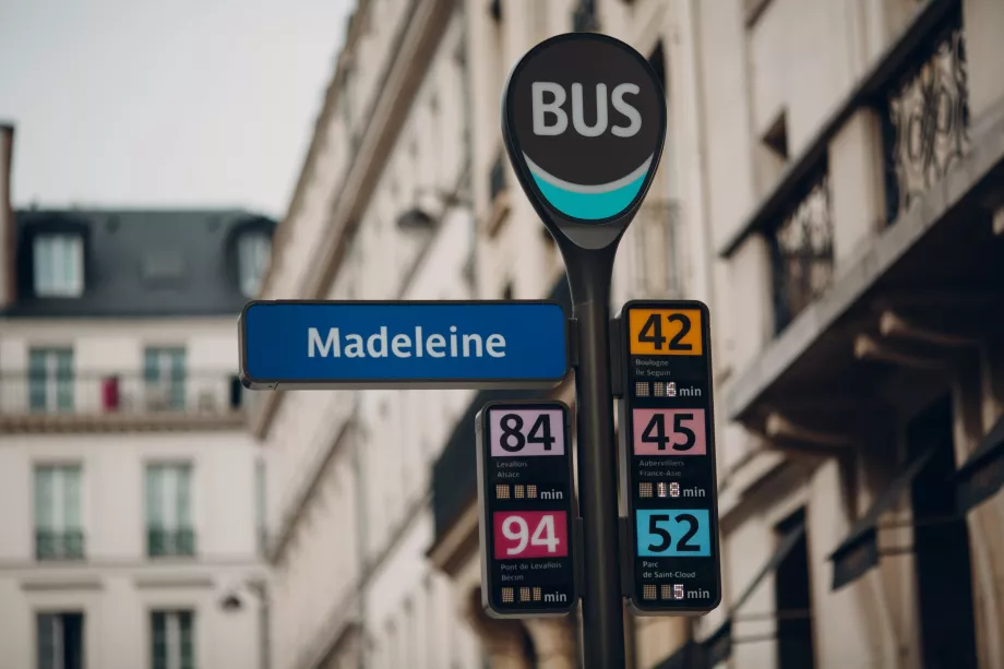 Bus stop in Paris