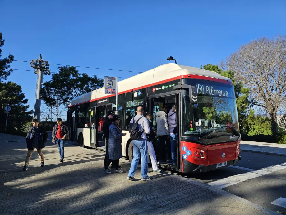 Bus 150 on Montjuic hill