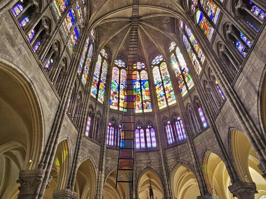 Artwork "Crescendo" - ladder with stained glass windows