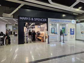 Supermarket and currency exchange in the arrivals hall of Terminal 1