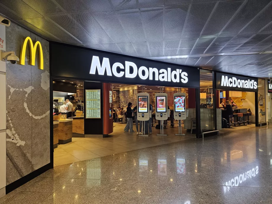 MdDonald's in the public area of WAW Airport