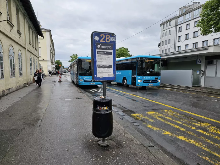 Bus stop at the airport near the main railway station