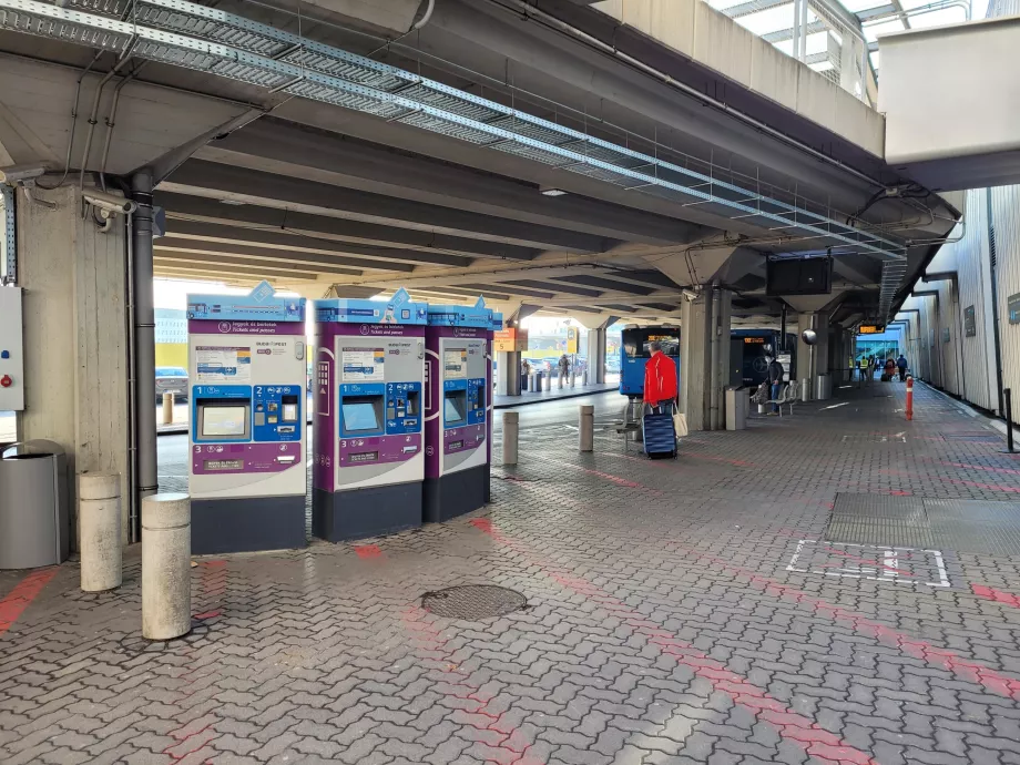 Public transport ticket machines in front of the terminal