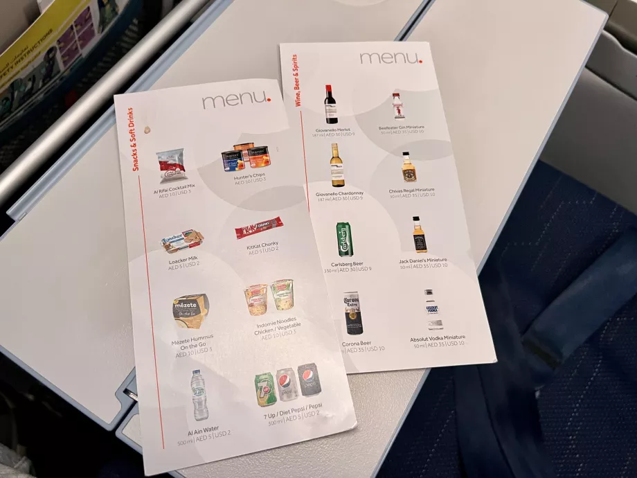 Flydubai in-flight refreshment offer