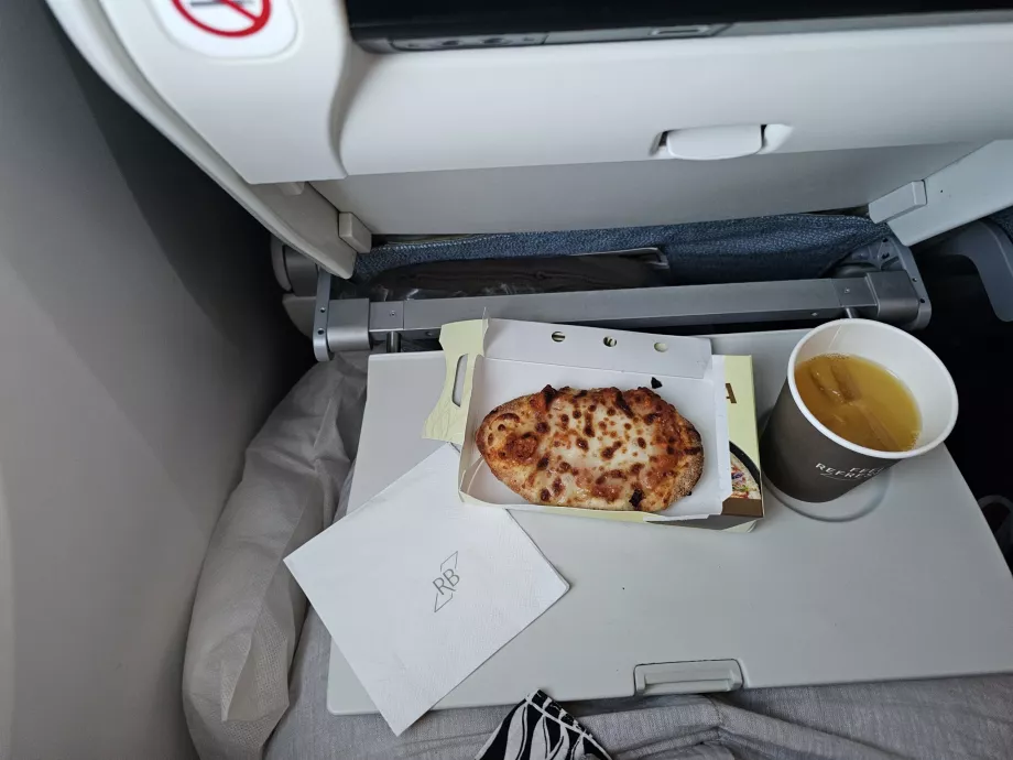 Snack before landing on a Royal Brunei Airlines long-haul flight