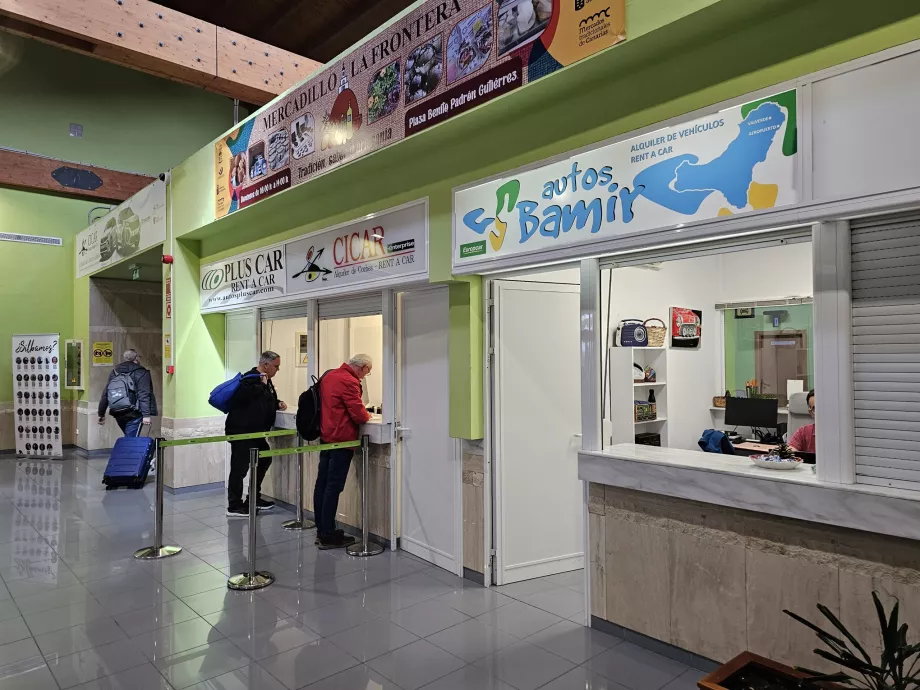 Car rental counters in the terminal