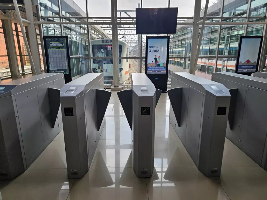 Turnstiles at the entrance to the platform