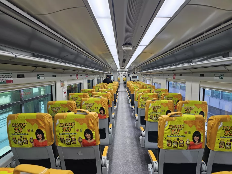 Interior of the train from the airport to the city centre