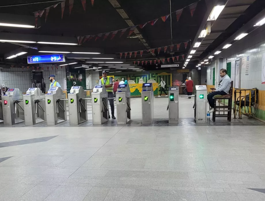 Turnstiles at the metro entrance