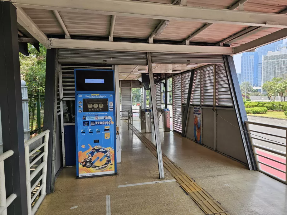 Ticket sales at the TransJakarta bus stop