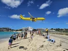 Spirit Airlines arrival over Maho Beach