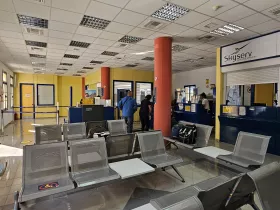 Check-in counters and security check, Leros Airport