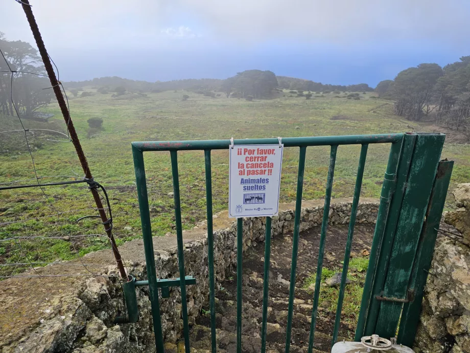 Warning to hikers to close the gate behind them for cattle