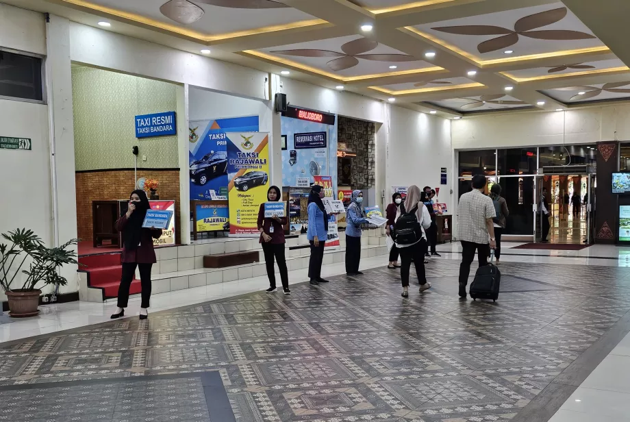 Taxi counters in the arrivals hall