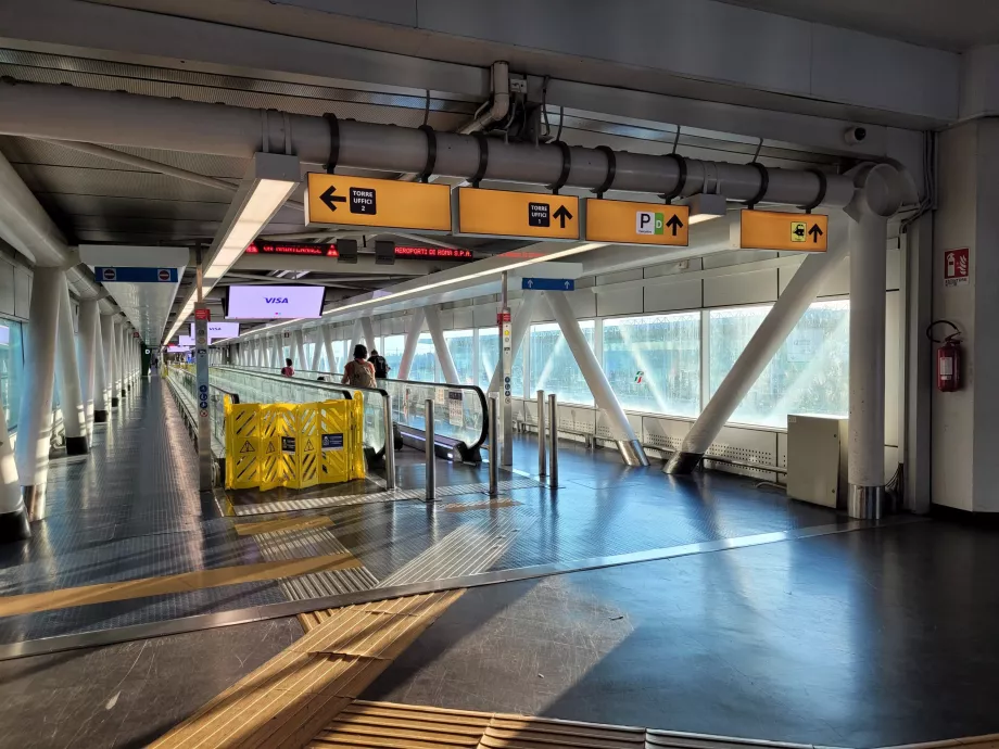 The way to the train through two long corridors