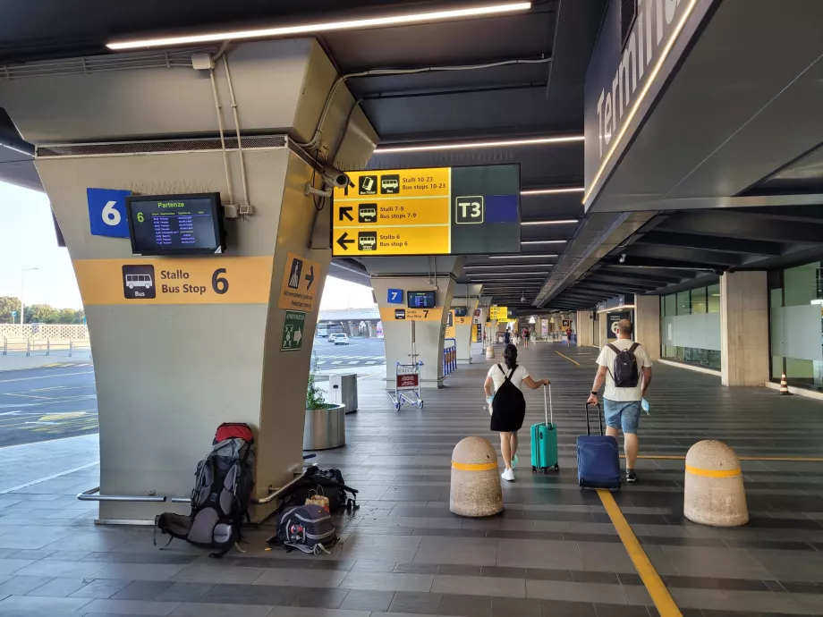 Main bus station, departures to Rome from stand 15 and up at the end