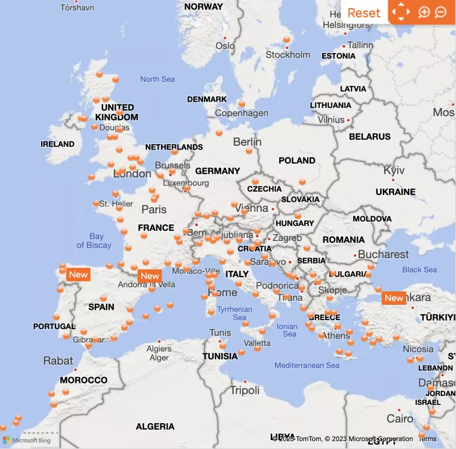 easyJet route map