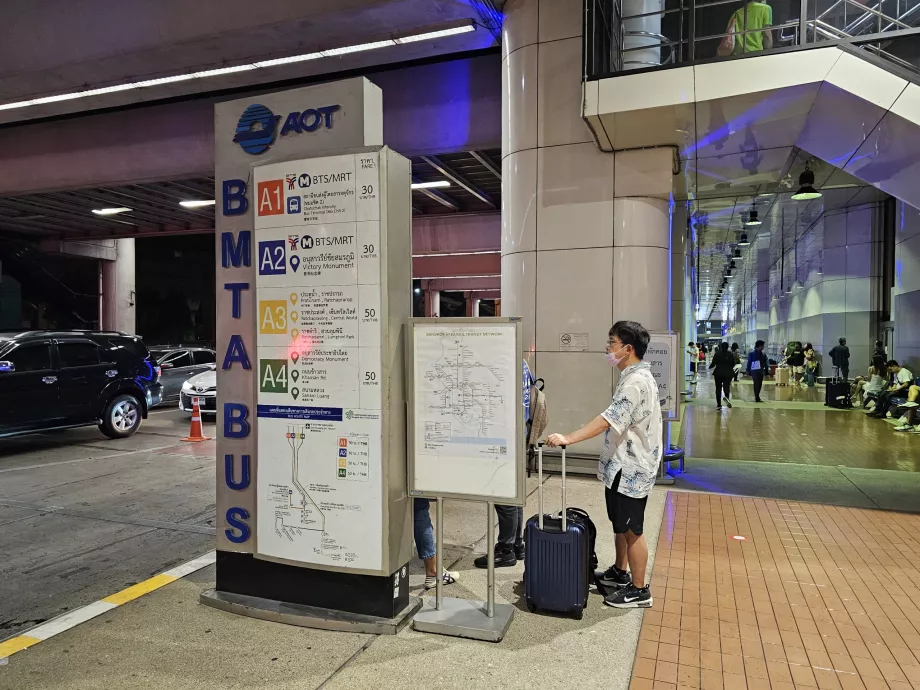 Bus stop in front of the terminal, DMK Airport