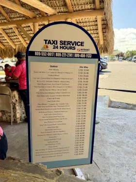 Price list for taxi services from Punta Cana Airport PUJ