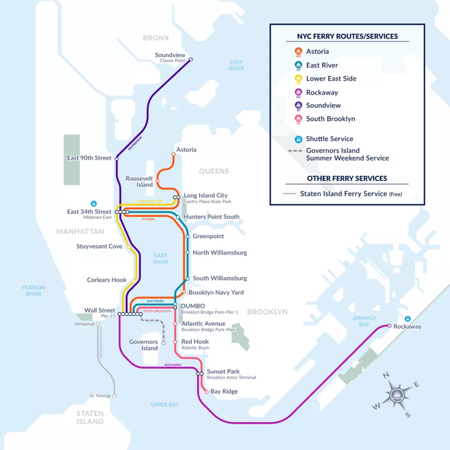 Manhattan Boat Connections Map