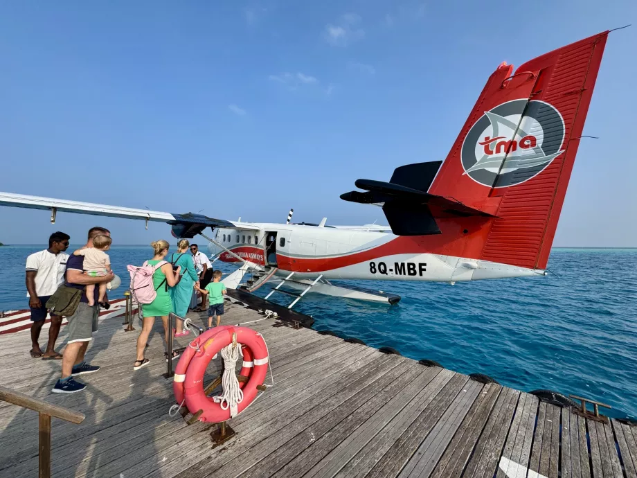 Boarding a plane in the middle of the sea