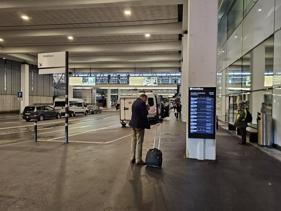 Hotel bus stop in front of the arrival hall