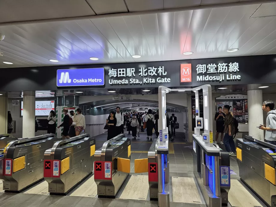 Turnstiles at the entrance to the metro