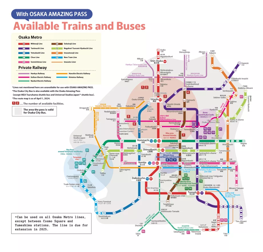 Osaka Amazing Pass Links Map