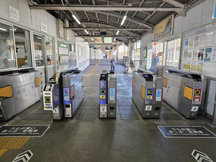 Turnstiles at the entrance to the platform