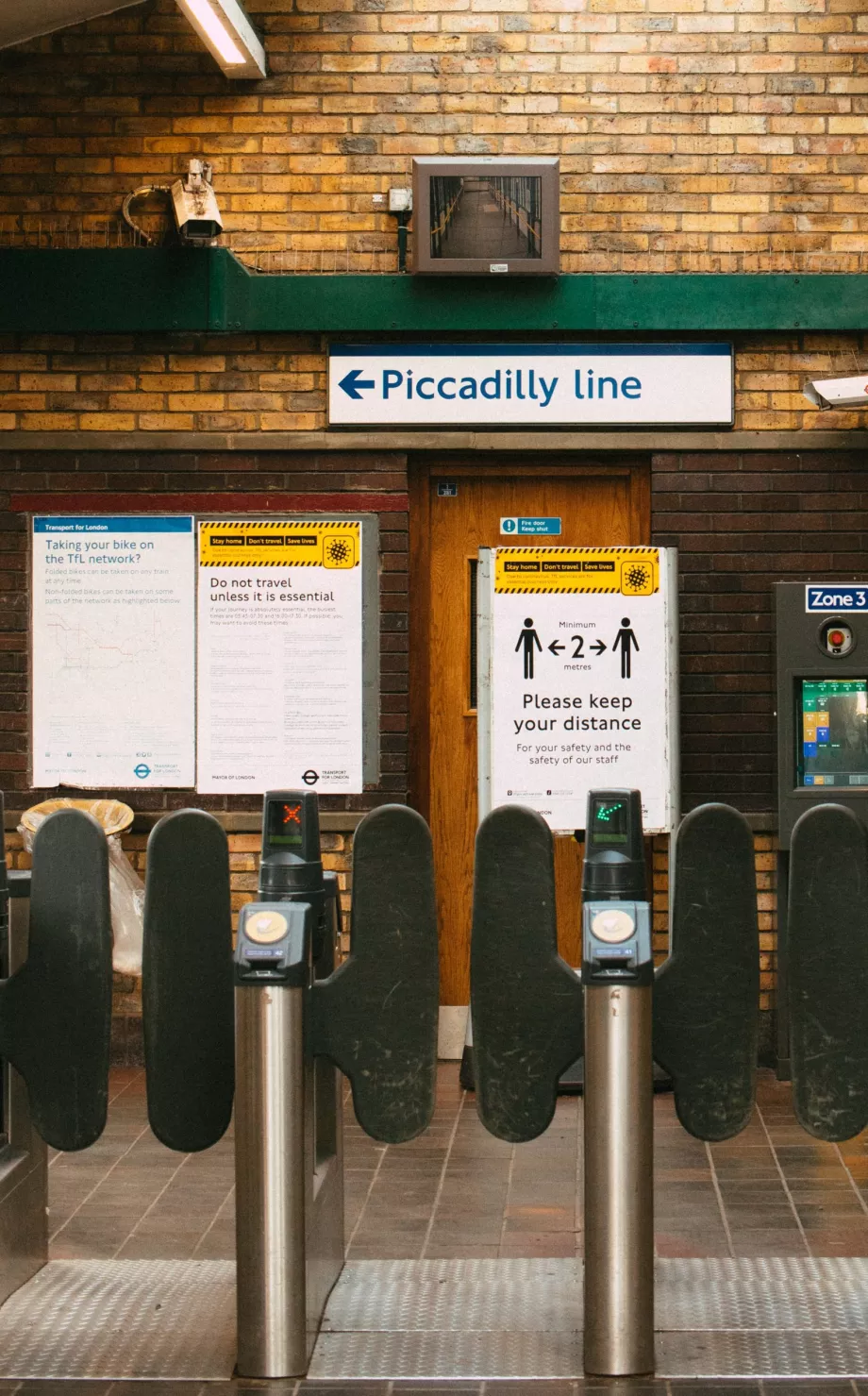 Turnstiles at the entrance to the metro