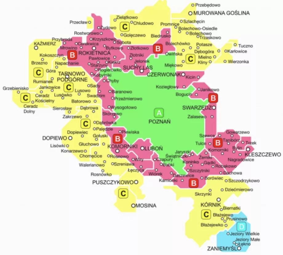 Public transport zones in Poznan