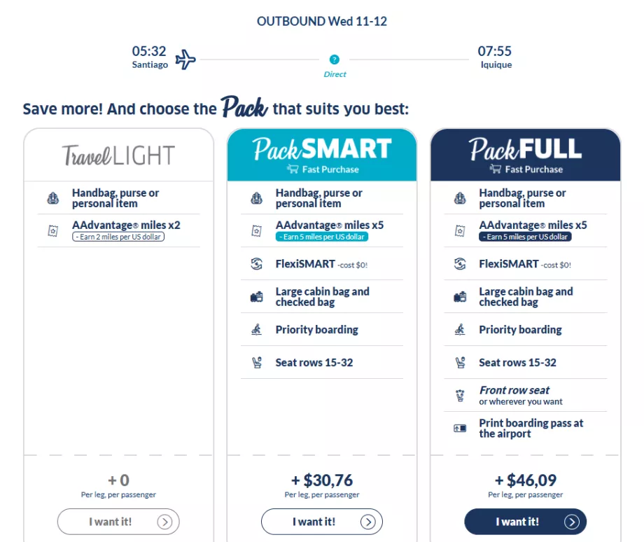 Compare JetSmart tariffs