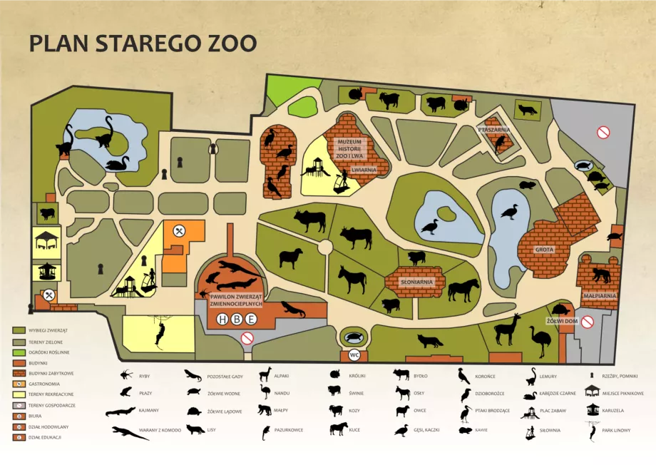 Map of the old zoo in Poznan