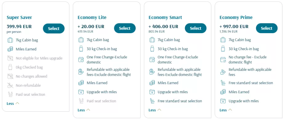 Oman Air Tariff