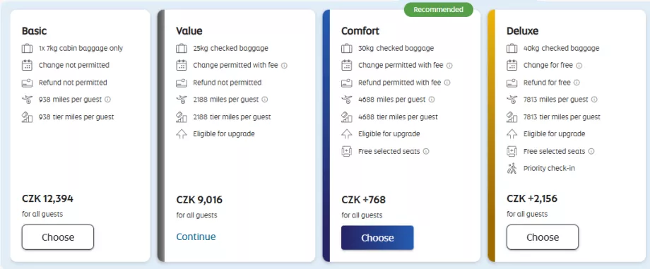 Economy class tariffs